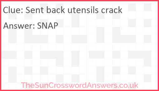 Sent back utensils crack Answer