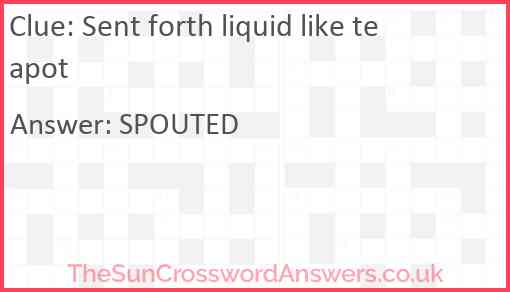 Sent forth liquid like teapot Answer