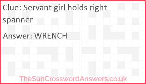 Servant girl holds right spanner Answer