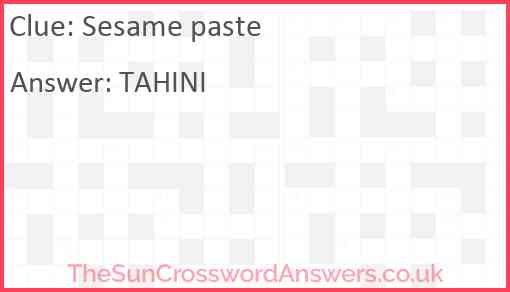 Sesame paste Answer