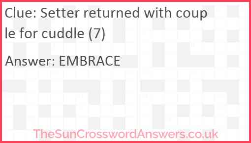 Setter returned with couple for cuddle (7) Answer