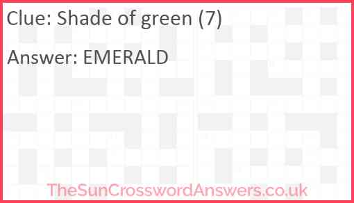 Shade of green (7) Answer