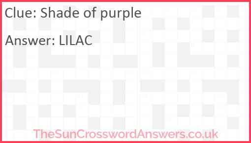 Shade of purple Answer