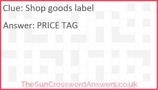 Shop goods label Answer