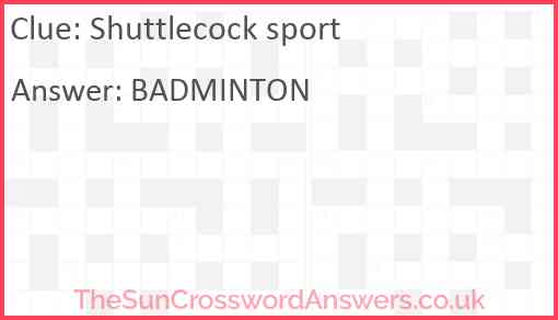 Shuttlecock sport Answer