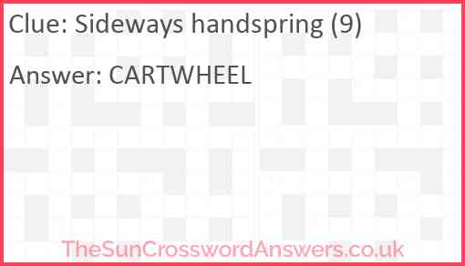 Sideways handspring (9) Answer