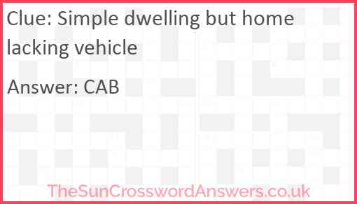 Simple dwelling but home lacking vehicle Answer