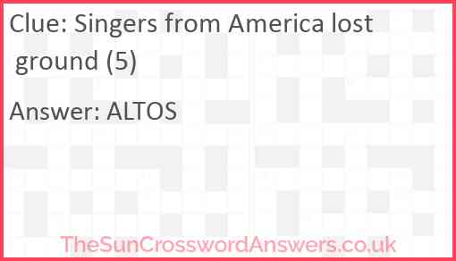 Singers from America lost ground (5) Answer