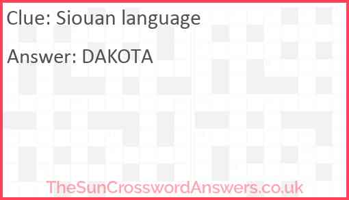 Siouan language Answer