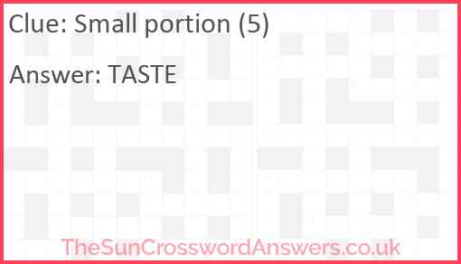 Small portion (5) Answer