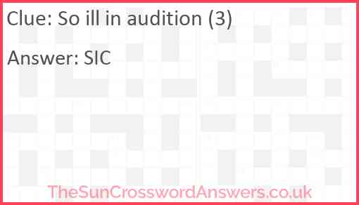 So ill in audition (3) Answer