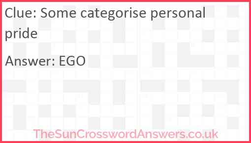 Some categorise personal pride Answer