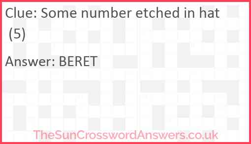 Some number etched in hat (5) Answer