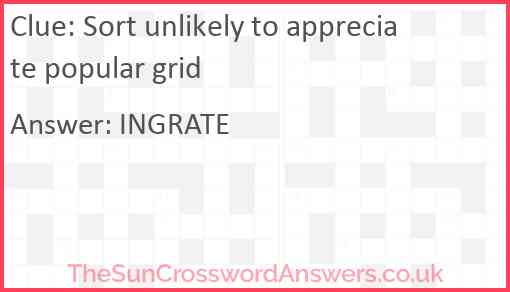 Sort unlikely to appreciate popular grid Answer