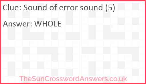 Sound of error sound (5) Answer