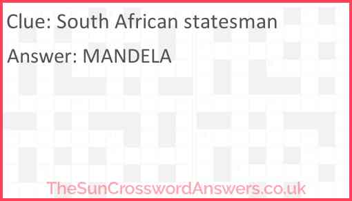 South African statesman Answer
