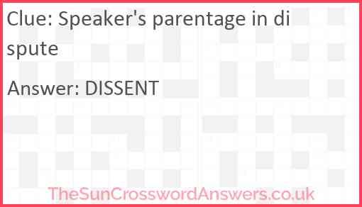 Speaker’s parentage in dispute Answer