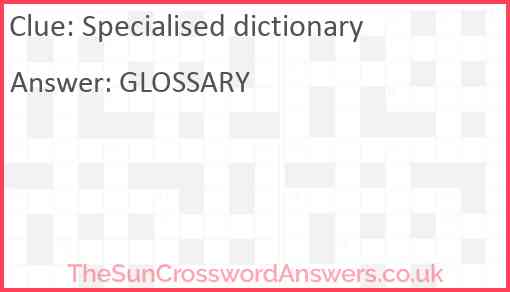 Specialised dictionary Answer