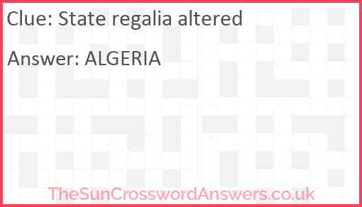 State regalia altered Answer