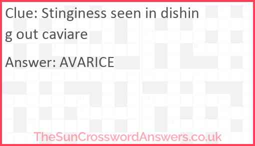 Stinginess seen in dishing out caviare Answer