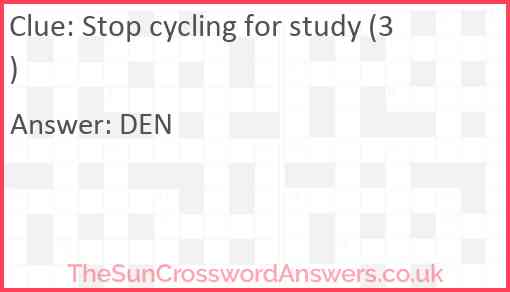 Stop cycling for study (3) Answer