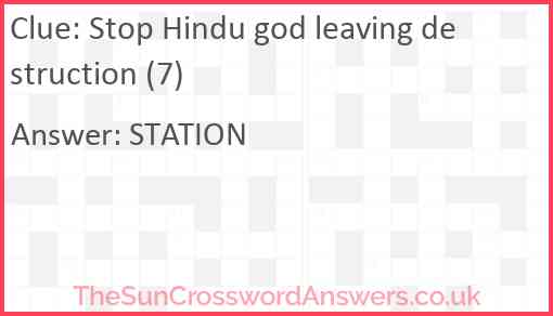 Stop Hindu god leaving destruction (7) Answer