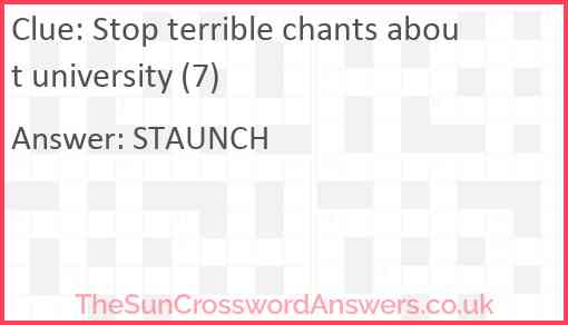 Stop terrible chants about university (7) Answer