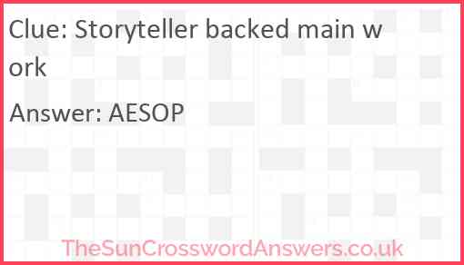 Storyteller backed main work Answer