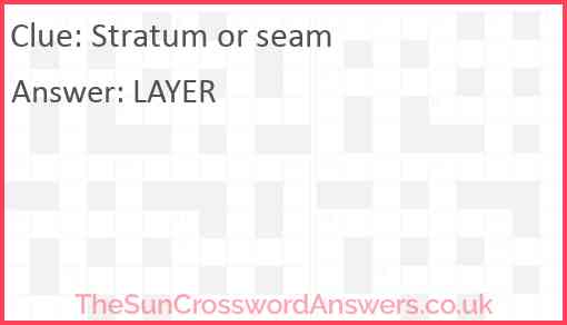 Stratum or seam Answer