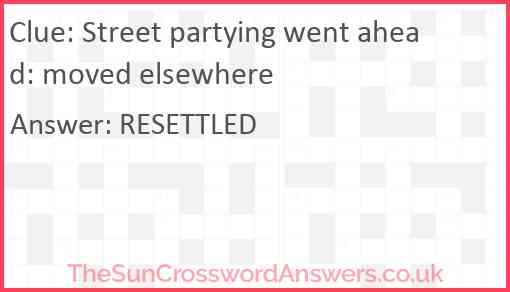 Street partying went ahead: moved elsewhere Answer