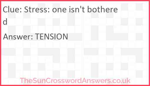 Stress: one isn't bothered Answer