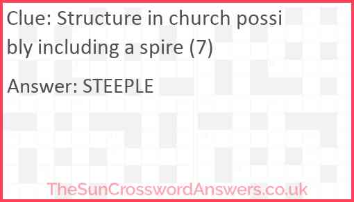 Structure in church possibly including a spire (7) Answer