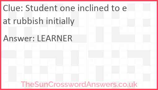 Student one inclined to eat rubbish initially Answer