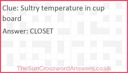 Sultry temperature in cupboard Answer