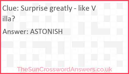 Surprise greatly: like Villa! Answer