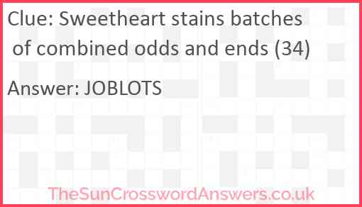 Sweetheart stains batches of combined odds and ends (34) Answer