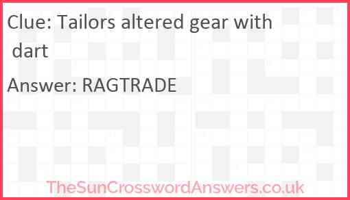 Tailors altered gear with dart Answer