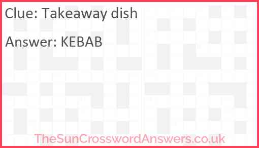 Takeaway dish Answer