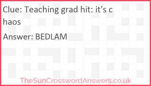 Teaching grad hit: it's chaos Answer