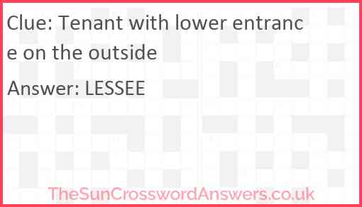 Tenant with lower entrance on the outside Answer