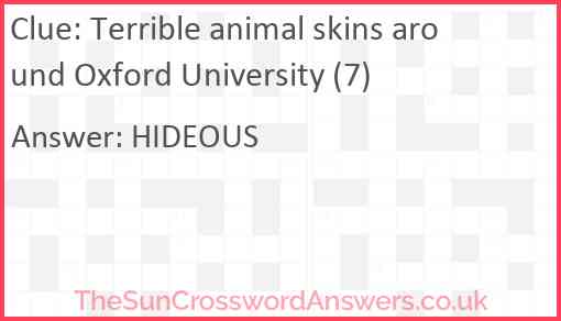 Terrible animal skins around Oxford University (7) Answer
