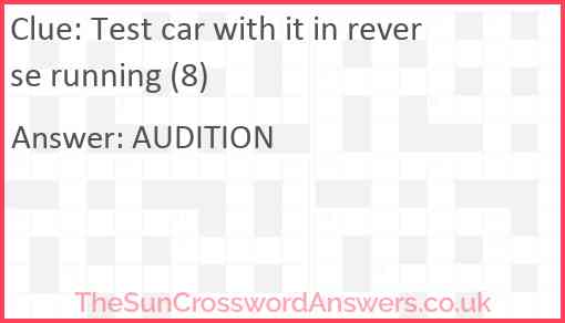 Test car with it in reverse running (8) Answer