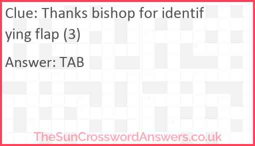 Thanks bishop for identifying flap (3) Answer