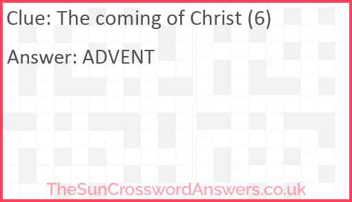 The coming of Christ (6) Answer