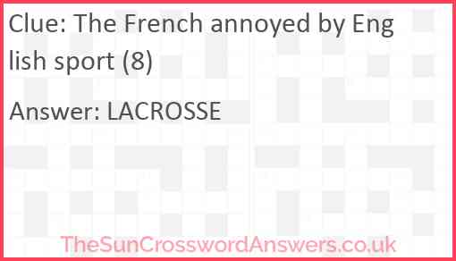 The French annoyed by English sport (8) Answer