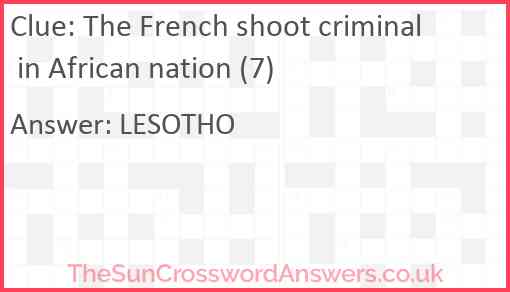 The French shoot criminal in African nation (7) Answer