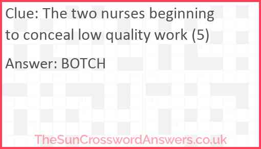 The two nurses beginning to conceal low quality work (5) Answer