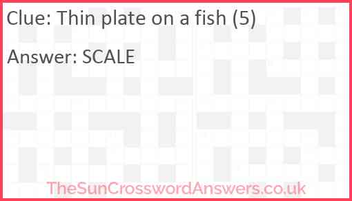 Thin plate on a fish (5) Answer