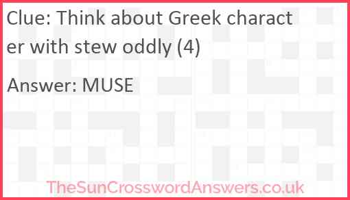 Think about Greek character with stew oddly (4) Answer