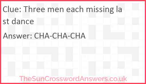 Three men each missing last dance Answer